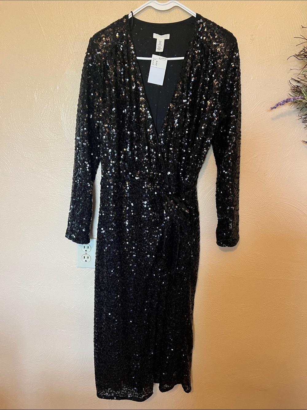 Black Sequin Long Duster Dress